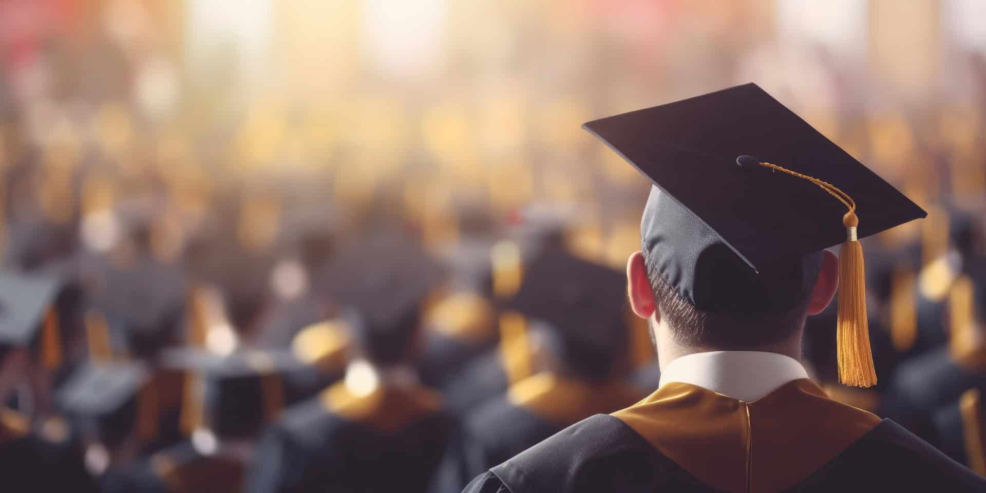 Graduates wearing caps and gowns