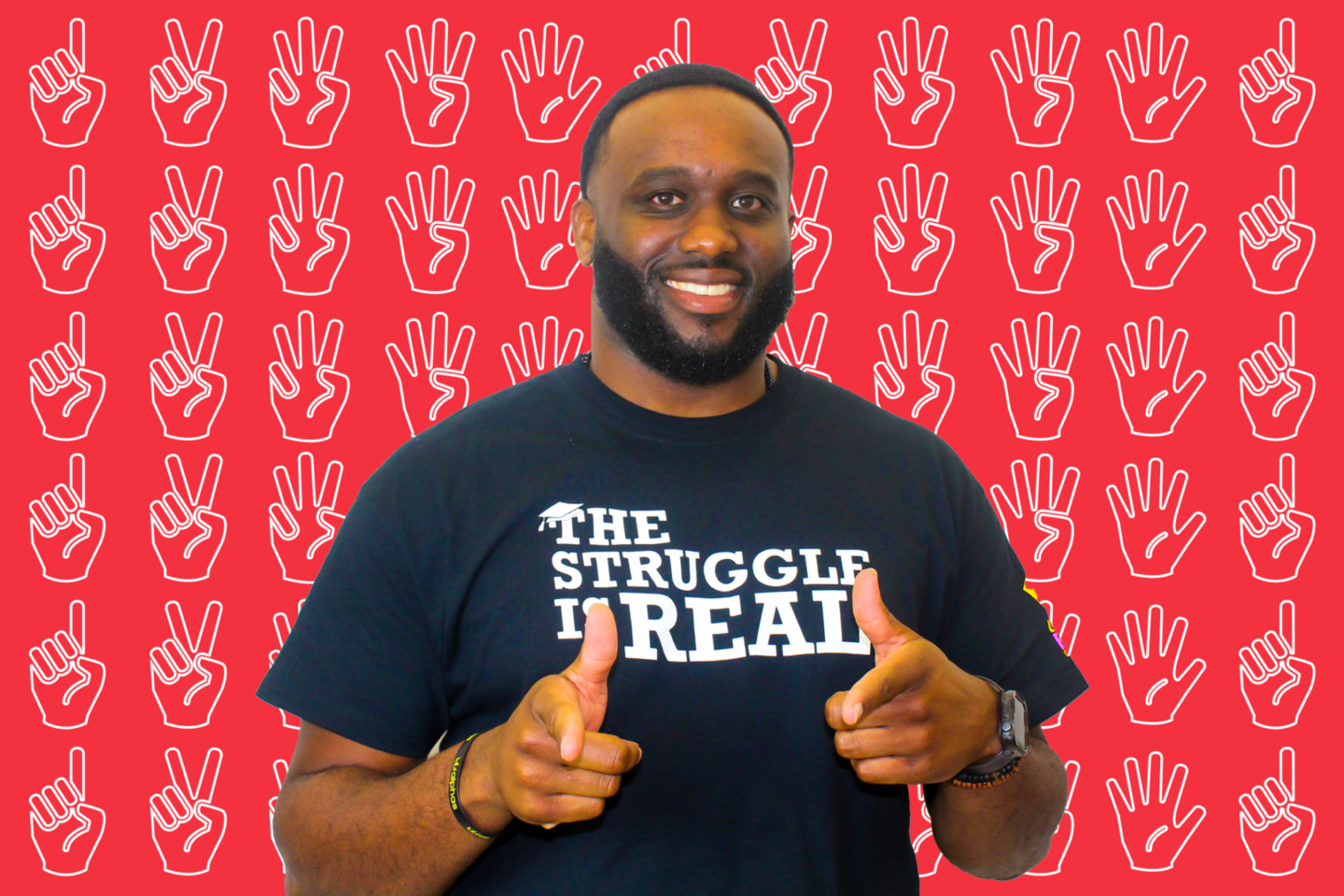 image of brian smiling with his hands pointing at you