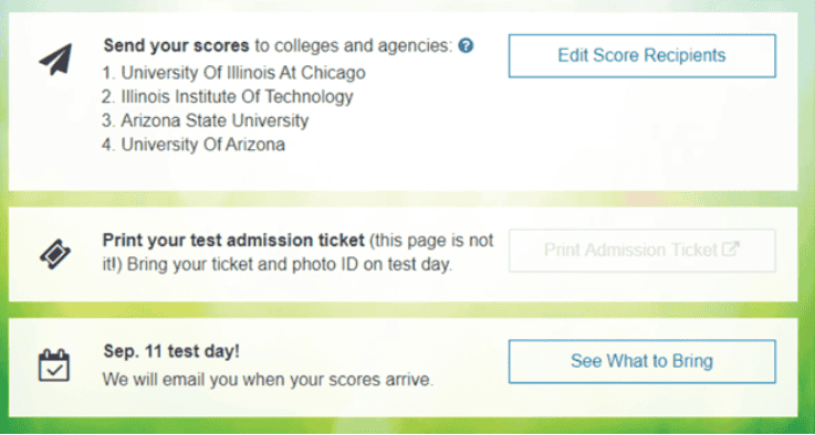 act message screen shot from the application process