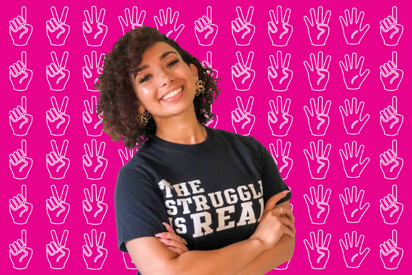 image of kayla smiling with her arms crossed