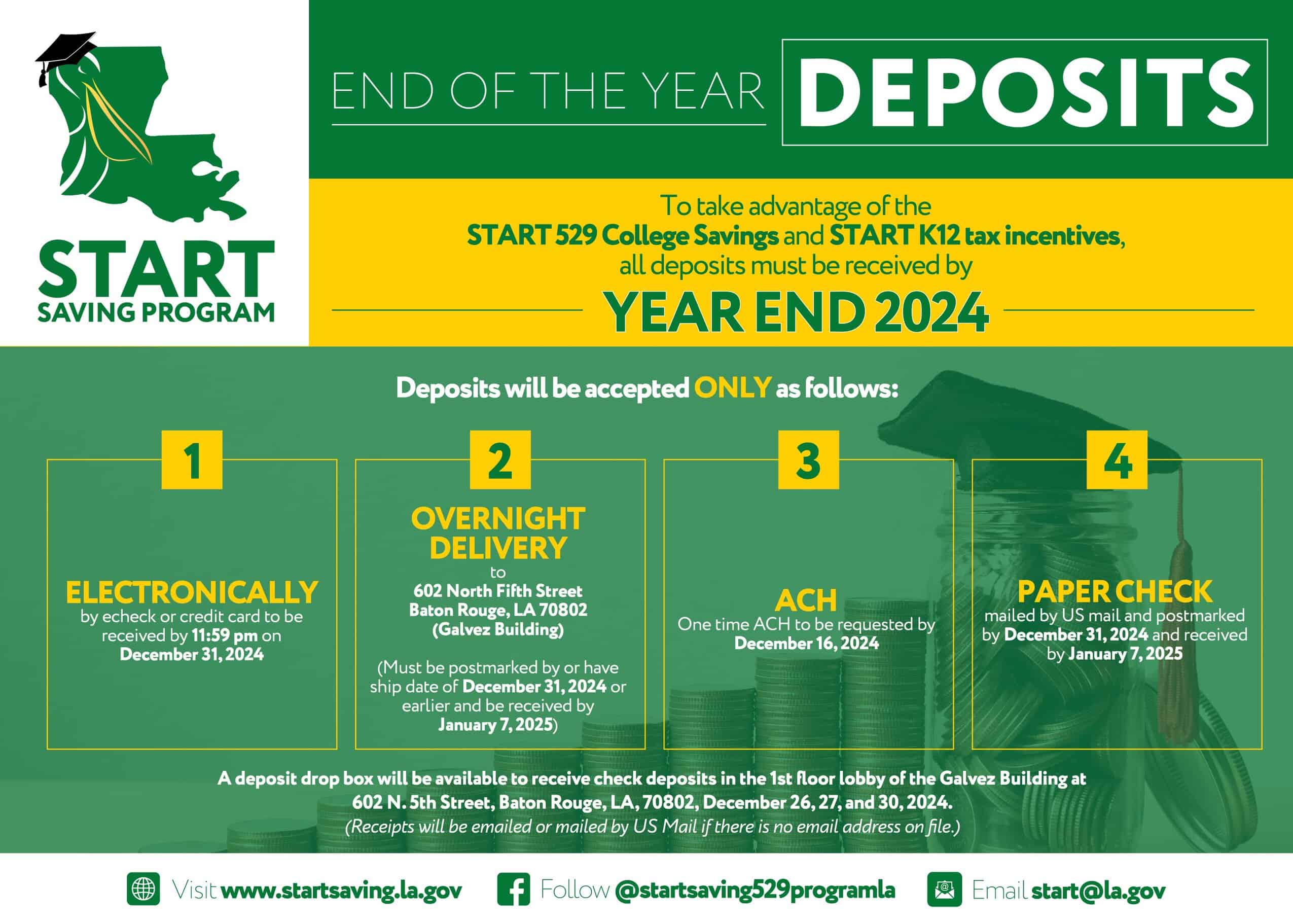 START End of the Year Deposit Reminder