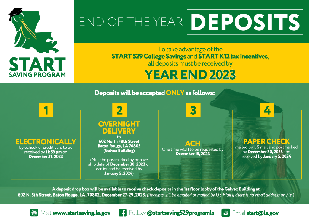 START End of the Year Deposit Reminder